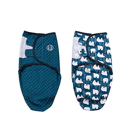 Gigoteuse d'Emmaillotage - 2pcs Couvertures d'Emmaillotage Couverture Bébé Réglable 100% Cotton (3-4 Mois, Bleu) Cover