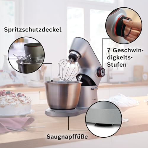 Bosch Küchenmaschine OptiMUM, Edelstahl-Schüssel 5,5 L, spülmaschinenfest, Profi-Knethaken,...