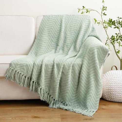 Image of BATTILO HOME Sage Green Throw Blanket for Couch, 50 inchx60 inch