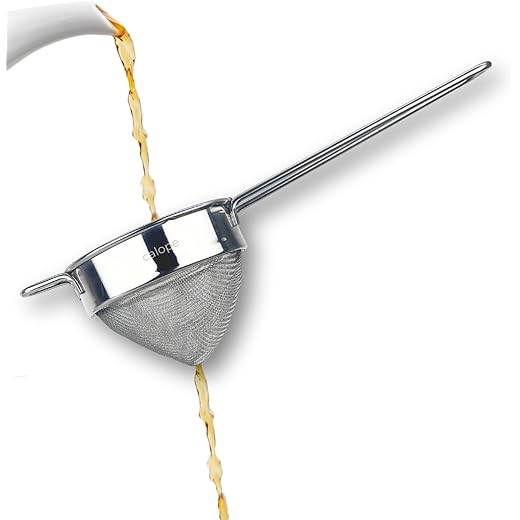 Calope Food Grade Stainless Steel Tea Strainer/Chai Chhalni/Coffee Sieve/Tea Filter/Juice and Oil Channi with SS Double MESH- Cone Shaped (Wire Handle, 8 cm (Regular))