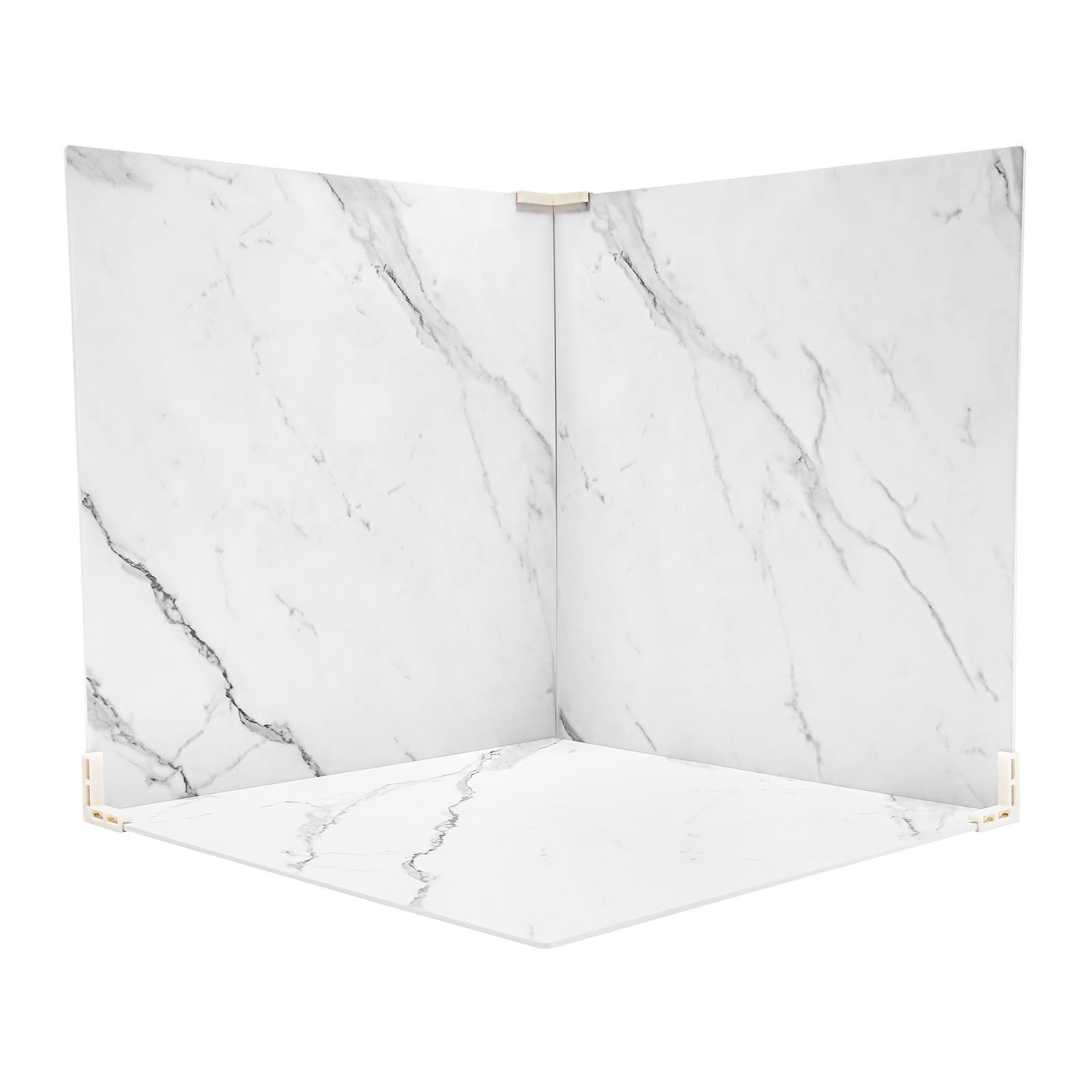 Juego de 3 fondos fotográficos, fondo para fotografía, doble cara, mármol, blanco, mesa de fotografía de productos, combinable con botones de presión para alimentos, cosméticos y joyas