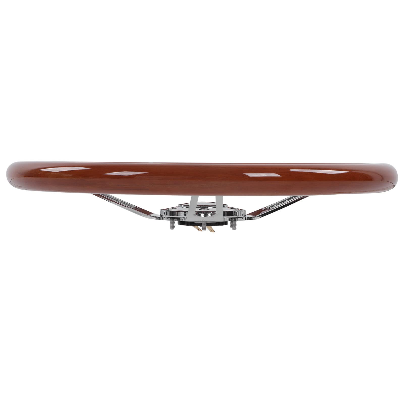 Volant Classique, 380Mm 15 Volant en Grain de Noyer de Style Nostalgie Classique, Modification Universelle de Poignée en Bois Rivetée à 3 Rayons et 6 Trous (Brun)