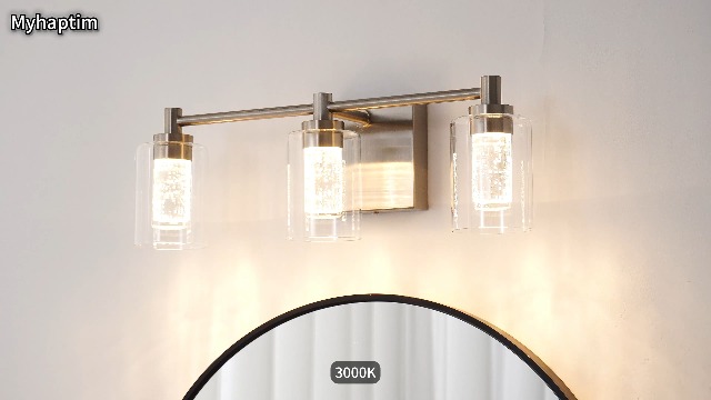 Image of 5-Light Brushed Nickel Vanity Lights,Bathroom Vanity Light Fixtures, Dimmable White /Neutral /Warm Light Brushed Nickel Light Fixtures with Clear Glass Shade for Bedroom, Living Room Hallway Lighting