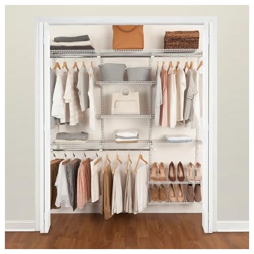 Rubbermaid FastTrack Closet Kit, White, 6-10 Ft., Wire Shelving Kit with Expandable Shelving and Telescoping Rods, Custom Closet Organization System, Easy Installation
