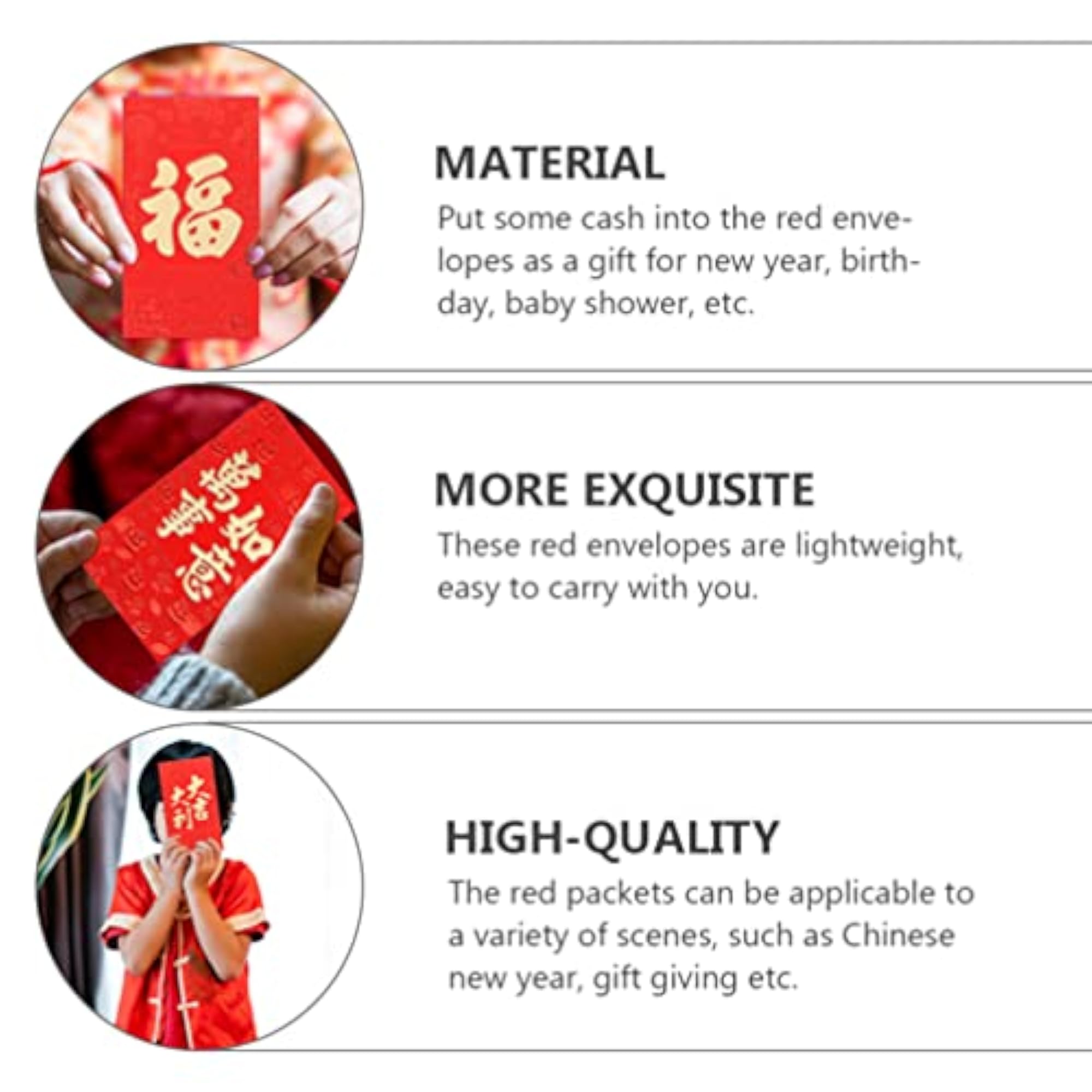 60pcs Chinese New Year Red Envelopes for 2022 Spring Festival