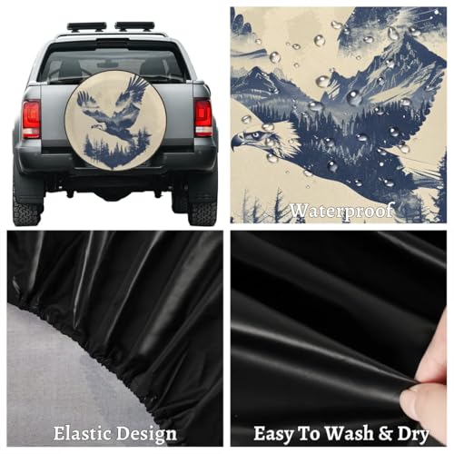 Image of Spare Tire Cover for RV Trailer, Eagle Silhouette Tire Covers Universal Fit for Travel Trailer Camper Jeep RV SUV Truck Waterproof Wheel Cover (17 inch for Diameter 31 inch - 33 inch)