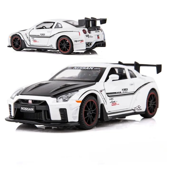 Image of Alokik Enterprise 1:32 Nissan GTR R35 Diecast Metal Pull Back Car with 6 Openable Doors with Sound and Light Toy Decoration car Best Gift Toys for Kids 【Color As Per Stock】