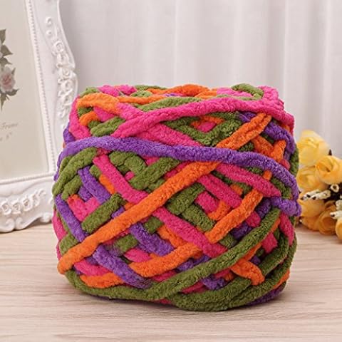 Amrka 100g/1ball Soft Cotton Hand Knitting Yarn Super Chunky Bulky Woven Worested Yarn for Crochet (Colorful 01#) Cover