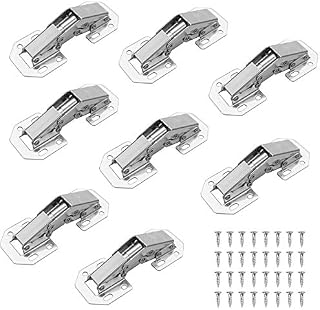8PCS Cabinet Hinge 90 Degree Door Hinges Full Overlay Hinges, Furniture Concealed Kitchen Hinges with Screws, Wardrobe Corner Hinge Cupboard Folded Hinge Large Angle Door Hinges