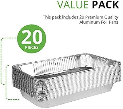 21x13 Aluminum Pans (20 Pack) Durable Full Size Deep Aluminum Foil Roasting & Steam Table Pans - Deep Pan for Catering Large Groups - Disposable Pans Great for Cooking, Heating, Storing, Prepping Food