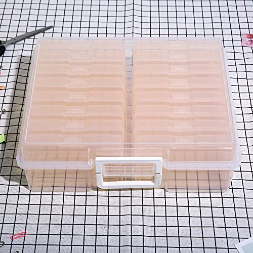 Naivees 4" x 6" Photo Storage Case with Handle, 16 Inner Photo Organizer Keeper, Extra Large Storage Picture Boxes, Seed Storage, Transparent Craft Keeper (Pink)