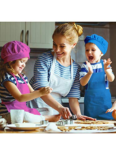 Satinior 8 Set Kids Apron And Chef Hat Set Kids Apron With 2 Pockets Adjustable For Boys Girl's Cooking Baking Painting (Multi-Color,S For 2-6 Age) #TOP4
