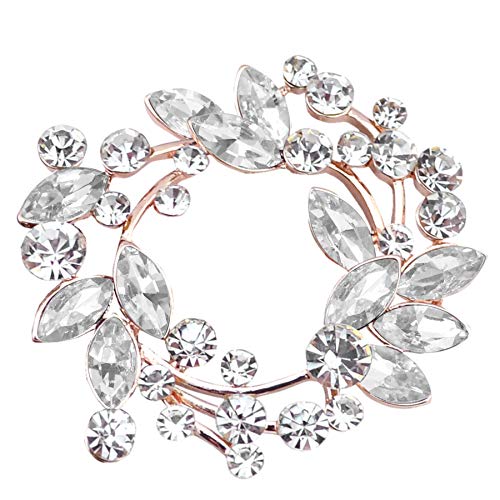 Image of Gyn&Joy Clear Crystal Rhinestone Floral Wreath Pin Brooch BZ005