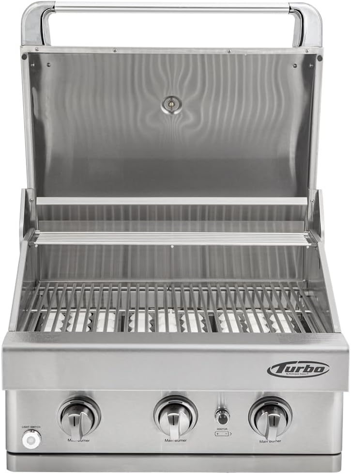 Turbo 26-inch 3-Burner Built-In BBQ Gas Grill - Natural Gas