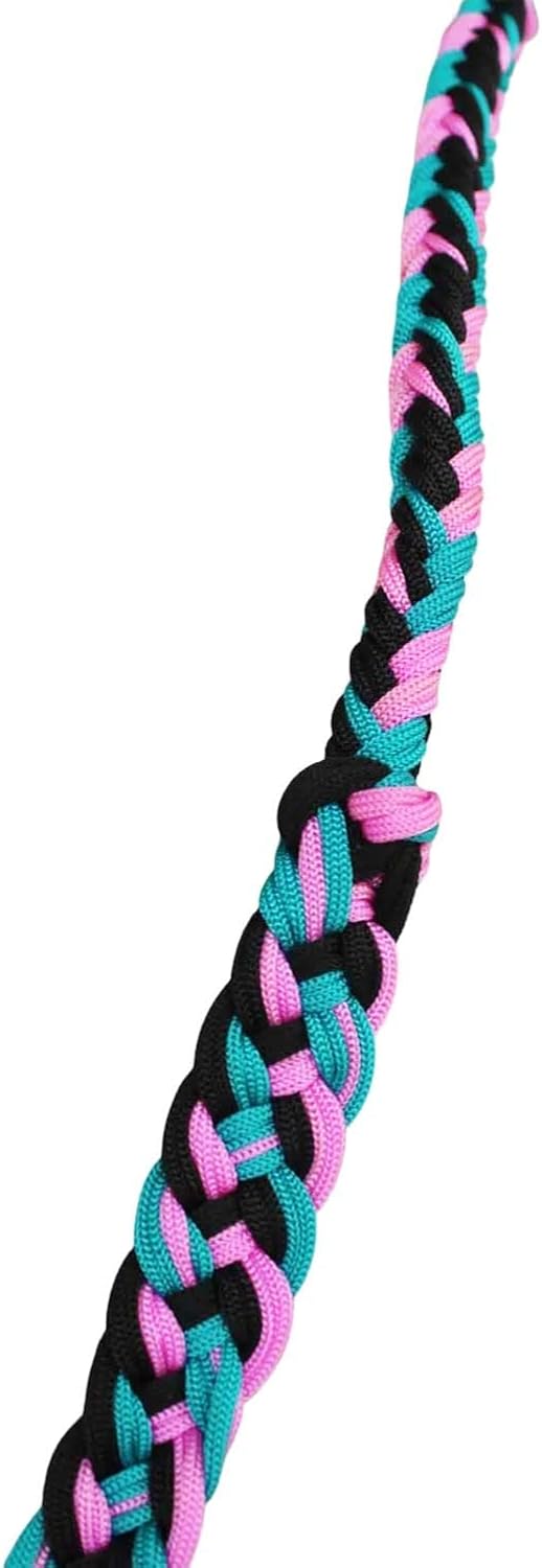 CHALLENGER Horse Western Nylon Braided Roping Knotted Barrel Reins Pink Black Blue 607514