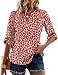 Kistore Cute Spring Tops for Women V Neck 3/4 Sleeve Blouses Casual Flowy Basic Tees Fashion 2026 Red Yellow Floral L