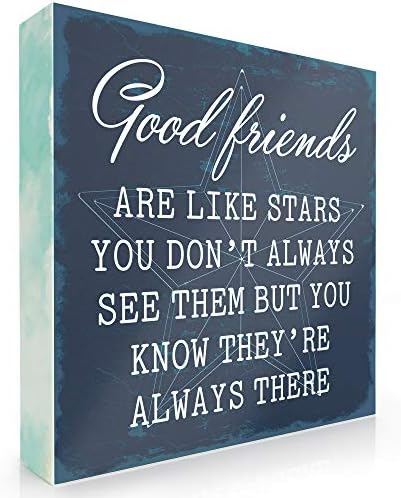 Barnyard Designs Good Friends are like Stars Box Wall Art Sign, Primitive Country Farmhouse Home Decor Sign With Sayings, 15cm x 15cm