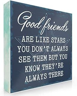 Barnyard Designs Good Friends are like Stars Box Wall Art Sign, Primitive Country Farmhouse Home Decor Sign With Sayings, 15cm x 15cm