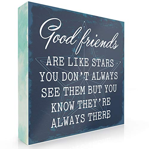 Barnyard Designs Les Bons Amis sont comme des étoiles Box Wall Art Connexion, Primitive Country Home Decor Ferme Connexion avec imagées 6"x 6" Cover