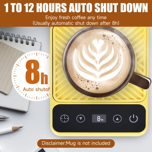 Image of Mug Warmer - Electric Coffee Mug Warmer with Timer | Coffee Cup Warmer for Desk Auto Shut Off,Smart 6-Temperature Control, Coffee Accessories for Coffee Lovers, Yellow