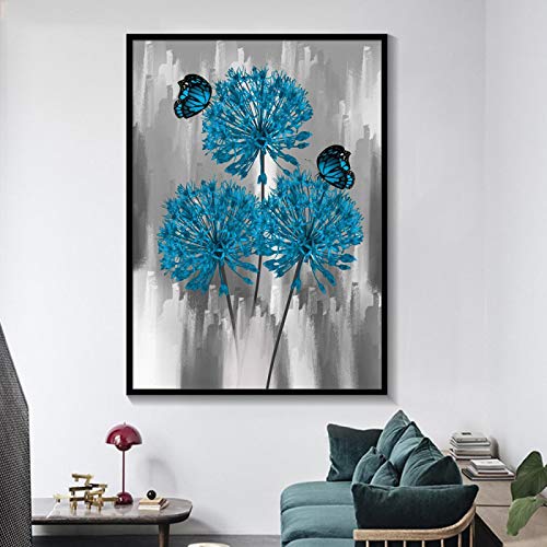 Impression photos marguerite chambre salon bleu gris 60x80 cm