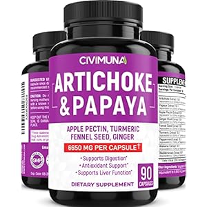 CIVIMUNA Artichoke Capsules 6650mg – Artichoke, Papaya, Apple Pectin – 3 Months Supply