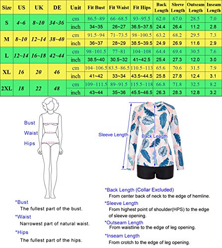 Women's Long Sleeve Swimsuit Upf50+ Uv Sun Protection Floral Printed Rash Guard Shirts S #TOP6