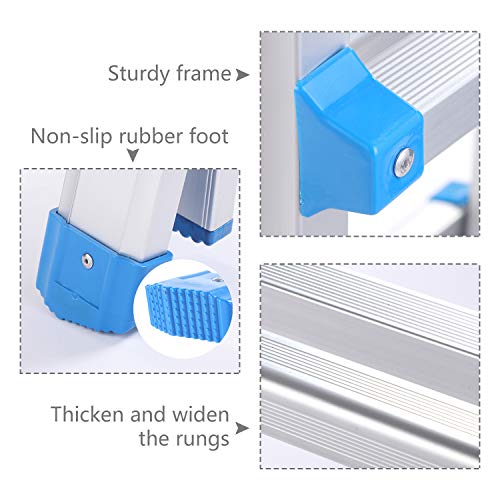 Snow Fox Extension Ladder, 17 Feet Aluminum Extension Multi-Position Ladder Adjustable Telescoping Ladder with Protective Lock and 2 Wheels