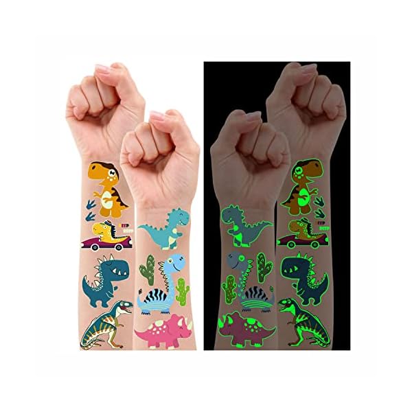 Leesgel 20 Blätter Dino Tattoo Kinder, Leucht Dino Temporäre Tattoos Aufkleber Kinder, Leucht Dino Geburtstag Deko… – Bild 9