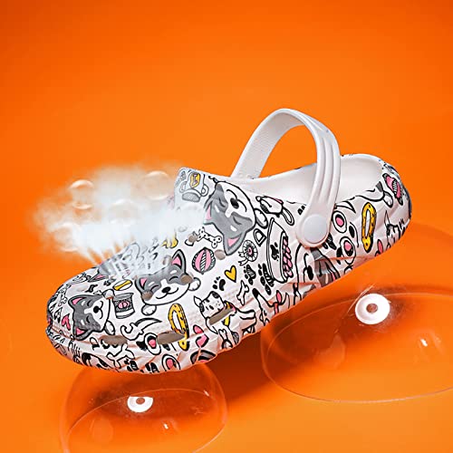 Children's Garden Clogs Sandals Beach Pool Shower Outdoor Shoes Boys Girls Fun Cartoon One Foot Stirrup Lightweight Slippers Baby's Gift White 36 #TOP1