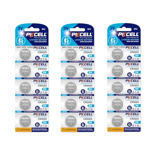 PKCELL CR 2025 Batteries CR2025 3V Lithium Battery (15-Pack)