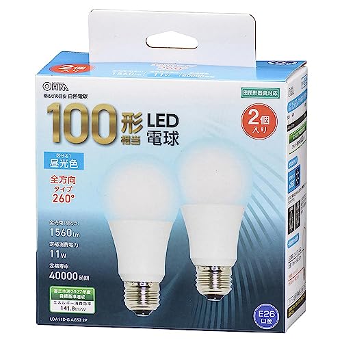 I[(OHM) LEDd E26 100` 100bg` 100W` `Ή S F 5Nۏ 2 I[d@ LDA11D-G AG52 2P 06-4715