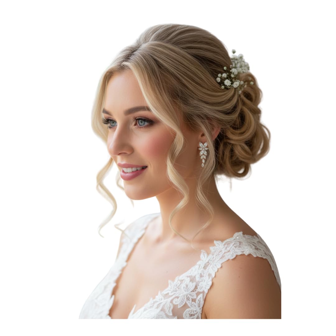 Gold Zirkonia Ohrringe Blatt Ohrstecker Brautschmuck Hochzeit Geschenk Damen Vintage Glitzer Schmuck