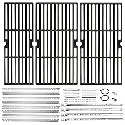 Hisencn Replacement Parts for Charbroil Performance 4 Burner Grill, 463347017, 463335517, 463347418, 463342119, 463376017, 463342118, G470-5200-W1 Burner, G470-0004-W1A Heat Plates and Cooking Grates