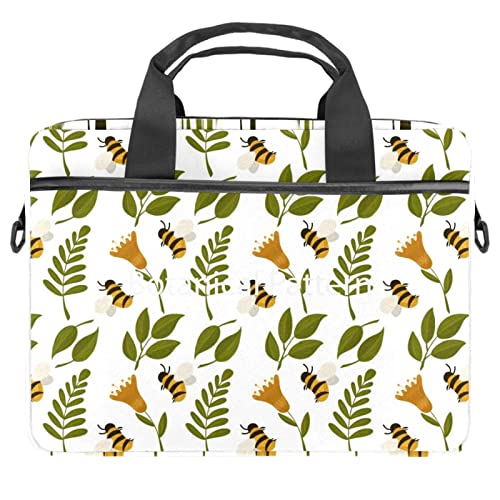 Sacoche ordinateur 13-14.5 pouces bleu clair à motif abeilles et plantes pour le quotidien