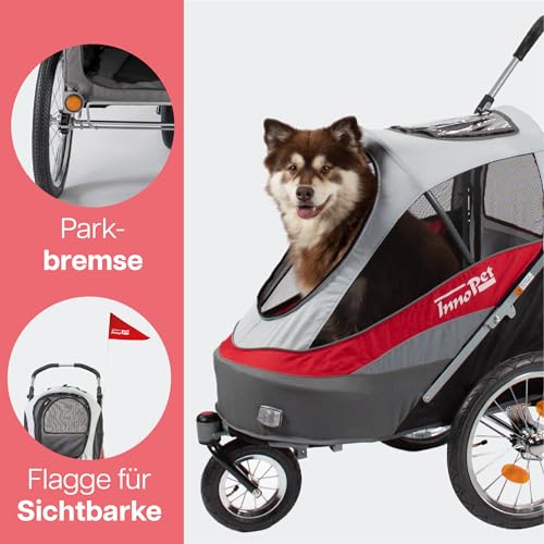 InnoPet® Sporty Trailer Pet Stroller Dogtrailer klappbar faltbar Hundebuggy Hundewagen wandelbar Fahhradanhänger für Hunde Luftreifen inkl. Regenhaube