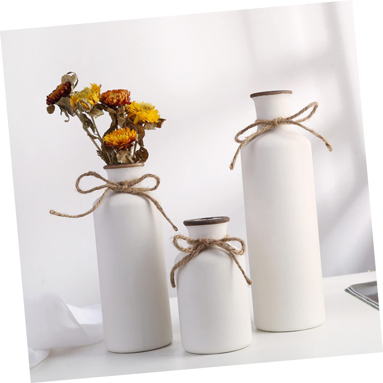 MAGICLULU Set 3 Vasi in Ceramica per Fiori da Interno, Design Semplice ed Elegante, Creano Un'atmosfera Confortevole, per Decorare la Casa o Feste Natalizie