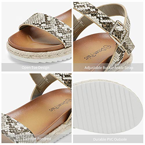 Image of DREAM PAIRS Espadrille Casual Platform Sandals | 1.75 inch espadrille flatform wedge sandals with adjustable ankle strap contoured PU footbed non-slip PVC outsole for summer