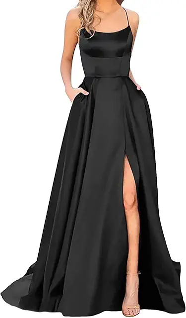 Vestido de Cetim Largo sin Espalda para Mujer - Elegante y Festivo