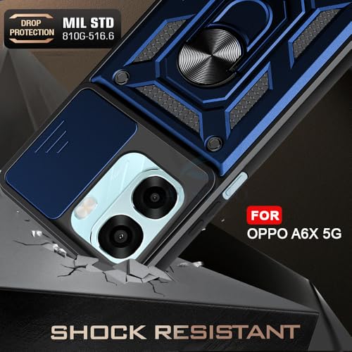 Image of AESTMO Tough Armor Oppo A6S 5G / Oppo K14X 5G / Oppo A6X 5GBumper Back Case Cover | Ring Holder & Sliding Camera Shield Cover | 360 Degree Protection Back Case Cover (Blue)