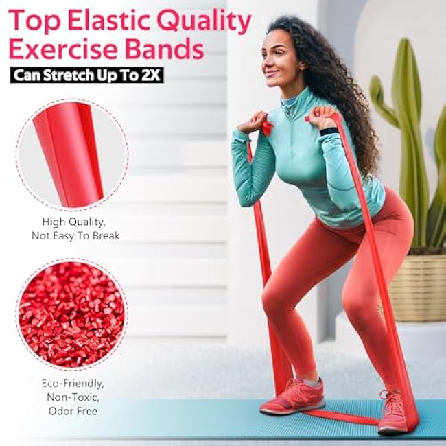 Resistance Bands for Working Out, Exercise Bands for Physical Therapy, Stretch, Recovery, Pilates, Rehab, Strength Training and Yoga Starter Set