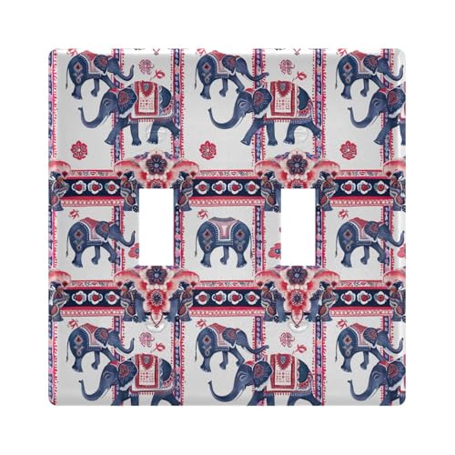 UMIRIKO Mandala Elephant Light Switch Cover Plate Covers Decorative Double Toggle Home Decor 202b5352
