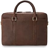  LEABAGS Istanbul Leder-Umhängetasche I Laptoptasche 15 Zoll I Messenger Bag aus echtem Büffel-Leder I Aktentasche I Vintage Ledertasche I Bürotasche I Arbeitstasche I 40x31x12cm (Muskat)