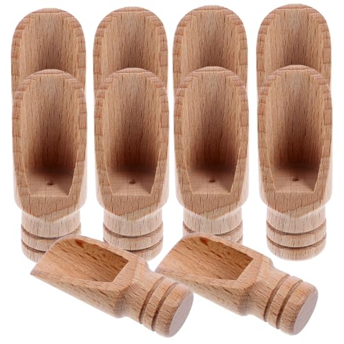 QUMIIRITY 10個 小型木製浴用塩スプーン 使いやすいコンパクト 木製ハンドルで手に優しく丈夫な設計 多用途調味料 入浴剤用計量スプーン