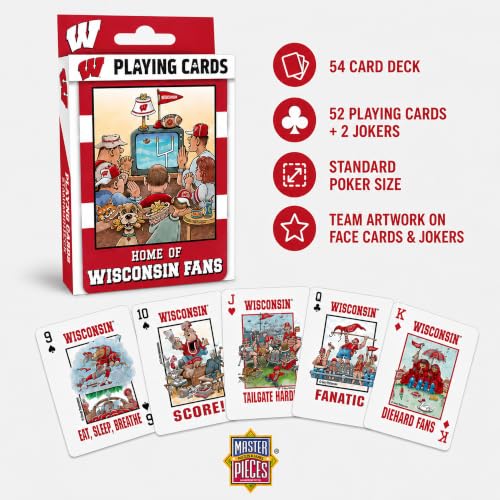 Image of Masterpieces Kid Playing Cards - Officially Licensed NCAA Wisconsin Badgers Deck