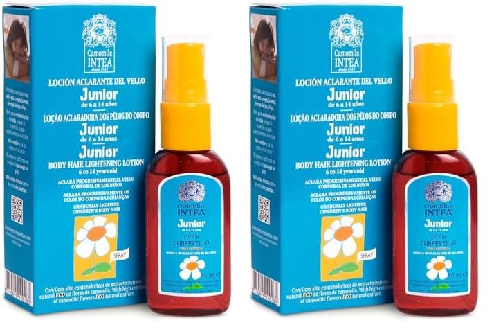 Camomila Intea - Loción aclarante del vello para niños - Cubrevello en Spray - Decoloración para el vello del cuerpo - 50 ML (Paquete de 2)