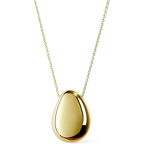 Ana Luisa Pebble Pendant Necklace for Women - 14K Gold Plated and Silver Rhodium Plated Trendy Teardrop Necklace with Lobster Clasp - Hypoallergenic, Water-Resistant, Tarnish-Free - Gifts for Women