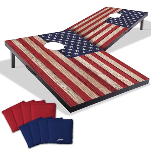 YouTheFan Stars & Stripes 2' x 3' Portable Cornhole Game with Log...