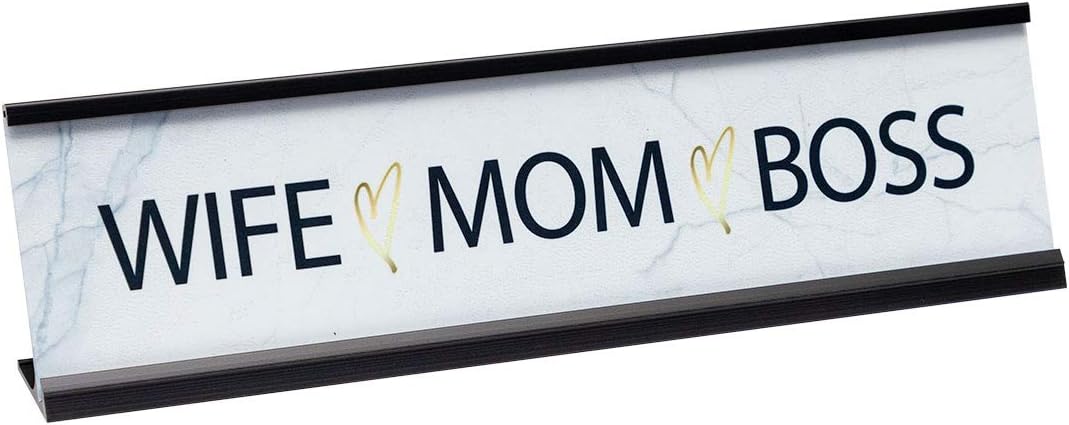 Wife Mom Boss Novelty Desk Plate (2 x 8")