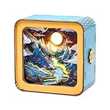 3D Wooden Puzzles for Adults(Moonlit Mountain) DIY LED Light Kit with Eye-Care Adjustable Brightness Switch for Teens-Personalized Gifts for DIY Puzzle Lovers